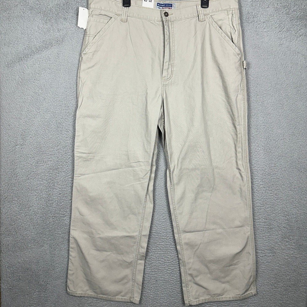 NEW Old Navy Painters Pants Mens 42x32 Carpenter Beige Loose Straight Flat Front
